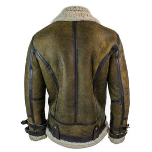 Blouson aviateur en cuir de mouton sur mesure pour homme avec fermeture éclair, imperméable et coupe-vent, logo personnalisé - Product Image 6
