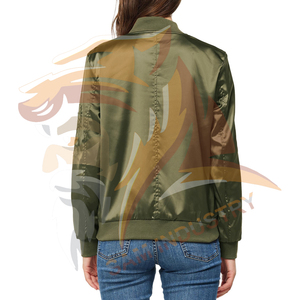 Eco Friendly Breathable Quilted Satin Bomber <b>Jacket</b> For <b>Ladies</b> Solid Color Long Sleeve Zipper Up Windproof Satin <b>Jacket</b> - Product Image 2
