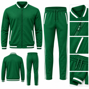 Unisex Black Full <b>Zip</b> Eco-Friendly Tracksuit Set Casual Solid Color Polyester Cotton <b>Joggers</b> Side <b>Pockets</b> Breathable Winter - Product Image 6