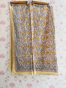 Bufanda de algodón con estampado de bloques para mujer, envoltura larga de Biikiini, bufanda de algodón con estampado de bloques florales bohemios, envoltura de gasa azul ligera - Product Image 2