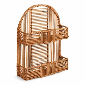 Rattan <b>wall</b> <b>mounted</b> storage racks arched display shelf organizer <b>bookcase</b> holders for bathroom living room - Product Image 4