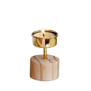 Factory Price China Analog Cute Kids <b>Cheap</b> Metal <b>Candle</b> Holder Good Quality Wooden Base Fancy <b>Candle</b> Making Stand - Product Image 1