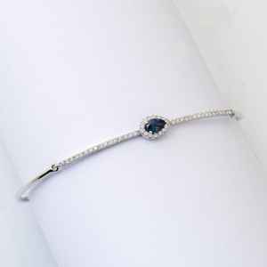 สร้อยข้อมือไพลินสีน้ำเงินแท้ รับรองคุณภาพ พร้อมกำไลข้อมือสีขาว เครื่องประดับอัญมณีประจำเดือนเกิด ของขวัญสำหรับผู้หญิง - Product Image 1