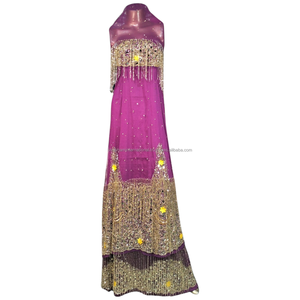 Vestido cruzado sedoso africano de lujo Georges con piedras doradas hecho a mano para fiestas durante todo el año para Otoño/Invierno/primavera/verano - Product Image 2