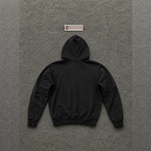 Sweat à capuche zippé noir style streetwear avec motif ange, imprimé ange, en polaire oversize, décontracté, à manches classiques, pour l'automne, MOD - Product Image 6