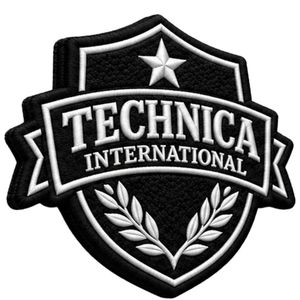 Parche Bordado Blanco y Negro con Escudo, Estrella y Corona de Laurel de Technica International para Chaquetas, Bolsas, Uniformes y Ropa - Product Image 3