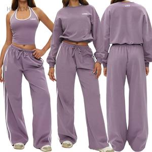 ชุดโยคะแฟชั่นอเนกประสงค์ 3 ชิ้น รุ่น OEM สำหรับฤดูใบไม้ร่วง เสื้อกล้าม เสื้อสเวตเชิ้ต กางเกงขายาว ชุดออกกำลังกาย ชุดกีฬา ชุดฟิตเนส - Product Image 1