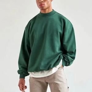 Sudadera de algodón para hombre con cuello redondo, estilo vintage lavado, cuello simulado, estampado desgastado, logo bordado 3D, invierno, OEM, venta al por mayor, alta calidad - Product Image 1