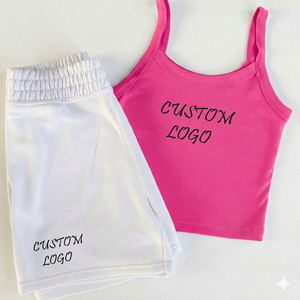 Conjunto de Verano para Mujer: Top sin Mangas con Cuello en V y Shorts de Cintura Alta de Color Liso, Personalizable, Precio Mayorista de Fábrica - Product Image 2