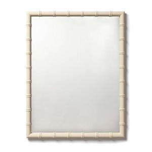 Miroir de salle de bain artisanal en bambou, design luxueux, cadre laqué ivoire, pour décoration de salle de bain, miroir laqué - Product Image 1