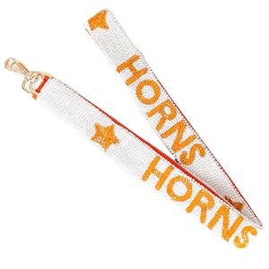 Sangle de sac en coton brodé marine avec étoiles orange, design perlé artisanal réglable pour sacs, jours de match et usage quotidien - Product Image 3