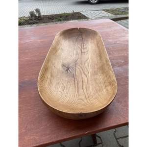 Bol à pâte et assiettes en bois faits à la main, artisanat de cuisine champêtre en bambou et en bois - Product Image 5