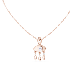 จี้เพชรทรงกลมทองคำโรสโกลด์ 14K สำหรับผู้หญิง |   ชุดเจ้าสาว |   เพชรที่เพิ่งเพาะเลี้ยง - Product Image 1