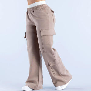 Pantalon de jogging cargo pour femme, tendance, avec logo personnalisé, taille élastique, coupe régulière, avec poches, en molleton, décontracté, vente en gros - Product Image 3