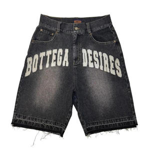 Pantalones Cortos de Mezclilla Holgados al Por Mayor a Precio de Fábrica, Diseño Personalizado con Orificios Deshilachados, Pantalones Cortos de Mezclilla hasta la Rodilla para Hombre - Product Image 1