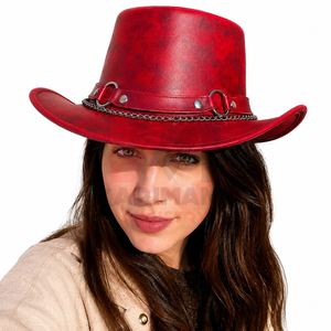 Chapeaux de cowboy western en cuir véritable à large bord, marque privée, pour la vente en gros aux acheteurs de marques de détail - Product Image 3