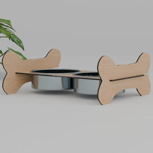 Cuenco doble para perros con forma de casa de lujo, producto para mascotas de MDF de corte menor, alimentador de agua portátil para cachorros y perros para suministro de agua y comida para mascotas - Product Image 6