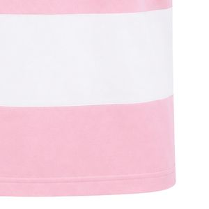 Pink <b>White</b> Color Block <b>Polo</b> Shirt Short Sleeve Striped Collared Button Front Casual <b>Golf</b> Club Team Shirt with Crest Patch - Product Image 6