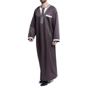 Jubbah Thobe Musulmán para Hombre, Manga Larga, Bordado, Algodón Transpirable, Secado Rápido, Antiencogimiento, Venta al Por Mayor de Fábrica 2026, Eid Ramadán - Product Image 5