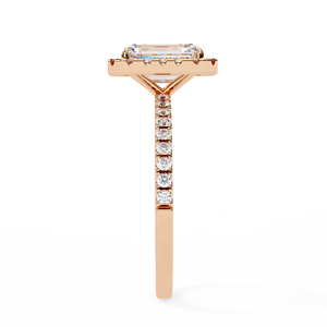 14K Rose Gold 2ct Radiant Lab Grown Diamond Halo Engagement Ring IGI E VVS Pave Shank Bridal Jewelry Gift - Product Image 3