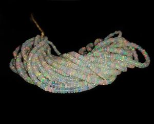 Wholesale Natural Ethiopian Opal Roundel Shape Beads 3-4mm Multicolor Welo Fire Opal Loose Gemstone Strand For Jewelry <b>Craft</b> - Product Image 2