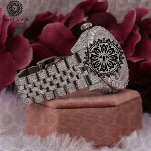 Montre de luxe Charm Jewells en acier inoxydable, boîtier rond de 40 mm, quartz analogique, lunette sertie de diamants, mode féminine - Product Image 2