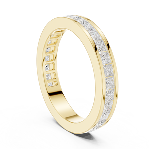 SATVIK RATNA Anillo de Media Banda Clásico de Boda para Hombre/Mujer con Diamante Cultivado en Laboratorio de Corte Princesa de 2mm y Engaste de Canal en Oro Amarillo de 10k IDGL - Product Image 4