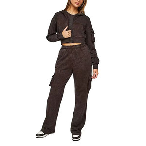 Conjunto Deportivo de Forro Polar con Capucha para Mujer, Color Sólido, Invierno, Ecológico, Transpirable, Estilo Urbano, Corte Regular, Largo Completo - Product Image 2