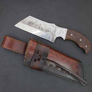 Couteau de chasse gravé à la main avec manche en bois de noyer, couteau à lame fixe, couteaux de chasse OEM - Product Image 4