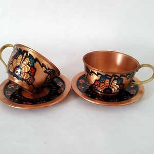 Vintage Style Hammered <b>Copper</b> Tea Coffee <b>Cup</b> with Saucer Handmade Golden Mug for Restaurants and Home Decoration - Product Image 5