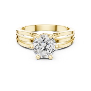Anillo de Compromiso Solitario con Diamante Cultivado en Laboratorio, Certificado IGI, 1-3 CT, Banda Ancha de Varias Filas, Oro Sólido de 18K/14K/10K, Plata 925, para Mujer - Product Image 3