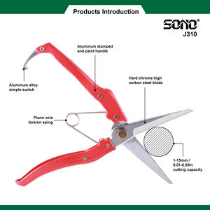 Tijeras de Podar SONO J310 de Grado Industrial, Alta Calidad, Duraderas, Cromadas, para Jardinería y Arreglos Florales, con Mango Metálico para Diestros - Product Image 2