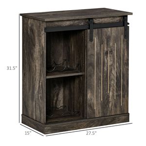 Mobile buffet moderno rustico in metallo autoportante con anta scorrevole e portabottiglie da 6 bottiglie - Product Image 3