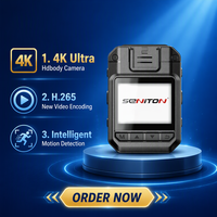 Caméra corporelle ultra HD à porter sur la poitrine, écran 2,0 pouces, H.265 avec vision nocturne, carte Micro SD et TF, grand angle pour la sécurité et les patrouilles