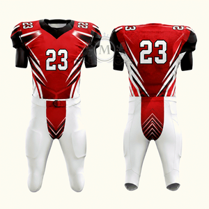 Ensemble d'uniformes de football américain pour hommes, maillot d'équipe ajusté à manches courtes, blanc, imprimé par transfert thermique, anti-humidité, avec motif sur le devant - Product Image 4