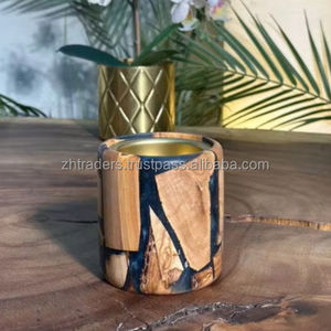 Brûleur de bakhour de luxe Celestial Noor en résine époxy et bois d'acacia, support de parfum pour la maison, cadeaux pour les nuits du Ramadan et l'Aïd - Product Image 1