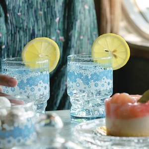 Ensemble de deux verres à eau rétro Aderia, fabriqués au Japon, ensemble de tasses en verre, vaisselle, style mignon kawaii rétro, ambiance de l'époque Showa, Zoomate Flower Ring - Product Image 5