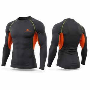 Chemise de compression à manches longues pour homme, vert, séchage rapide, spandex, polyester, impression du logo sur le devant - Product Image 2