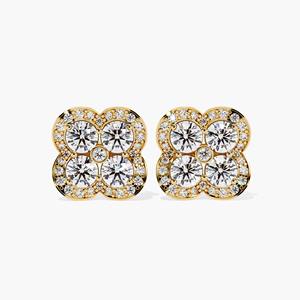 Pendientes de Oro de 14K de Primera Calidad con Diamantes Cultivados en Laboratorio, Diseño de Trébol, Joyería Fina, Regalo para Mujer - Product Image 4