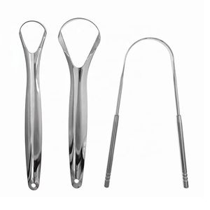Raspador de lengua con forma de V, pulido a espejo, juego de 2 piezas, acero inoxidable, grado profesional, eliminador de bacterias bucales y mal aliento, herramienta para adultos - Product Image 1