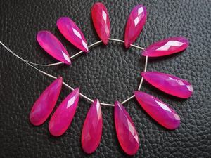 Nouveauté fait à la main 30X10MM rubilite calcédoine rose vif larme perles de pierre à facettes bijoux boucles d'oreilles Bracelet pierres précieuses en vrac - Product Image 5