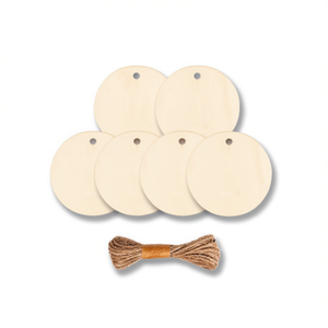 Etichette in Legno Ilan 5x0,5 Cm con Cordino di Iuta, 6 Pezzi per Etichettatura Indumenti - Product Image 1