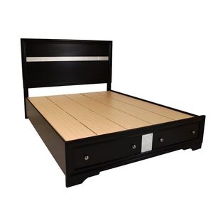Letto matrimoniale in legno stile tradizionale con contenitore, colore nero - Product Image 3