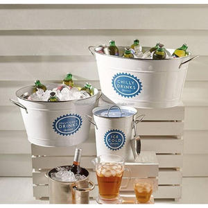 Bañeras de bebidas de tendencia, suministros para eventos, cubo de hielo y enfriador de vino, enfriador de vino de champán con logotipo personalizado con acabado recubierto de polvo blanco - Product Image 1