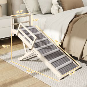 Folding Pet Ramp for <b>Small</b> to Large Pets 4 Adjustable Height From 15\" to 19\" Dog <b>Step</b> with Side Rails Bed & Accessories - Product Image 3