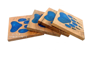 ชุดถาดรองแก้ว4ชิ้นทำด้วยมือถาดเสิร์ฟอีพอกซีเรซินศิลปะเรซินสีฟ้าทำด้วยมือถาดเสิร์ฟสูง - Product Image 3