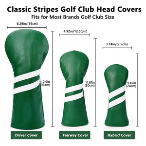 Housse de protection pour clubs de golf en cuir PU vert avec rayures blanches pour driver, fairway wood et hybride - Product Image 5