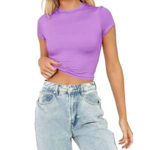 Camiseta Corta con Cuello Redondo para Mujer, de Secado Rápido, Corte Regular, Transpirable, Antiarrugas, de Algodón y Elastano, Manga Corta, Informal - Product Image 1