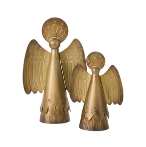 Handmade set of 2 Metal Angel Ornaments Rustic Style Hanging Decoration Christmas <b>Tree</b> <b>Topper</b> Unique Shape Design - Product Image 1