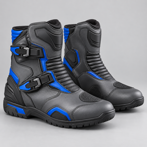 Botas Cortas para Motocicleta, Zapatos de Motociclismo para Hombre, Botas Protectoras de Cuero Impermeables, Calzado Antideslizante y Duradero para Exteriores - Product Image 1